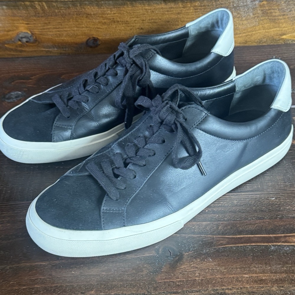 Vince Men's Fulton Black Leather & Suede Toe Sneakers Shoes‎ Size 11 M Eur 45